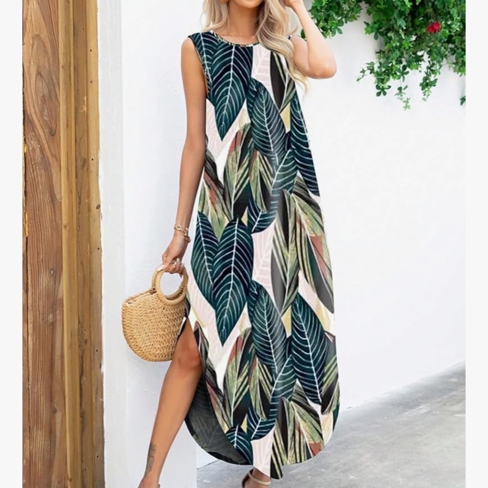 V Neck Split Long Tshirt Beach Dresses with Pockets new 🆕
